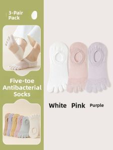 JINGCHI | Womens Summer Thin Five-Finger Socks Anti-Odor Sweat-Absorbent Thumb Separation Boat Socks Short Tube Cotton Nylon Spandex