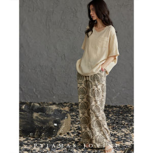 Summer Pure Cotton Ladies Sleepwear Set With Bra Padding