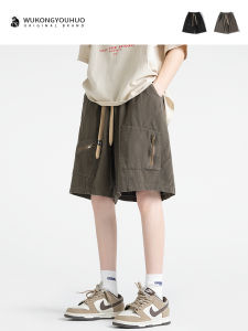 WUKONGYOUHUO | Retro Japanese Style Multiple Pockets Workwear Shorts Five Division Pants