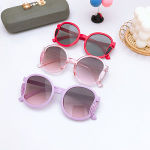 สีลูกอมแว่นตากันแดดเด็กน่ารักใหม่กรอบทรงกลมเด็กผู้ชายเด็กผู้หญิงแว่นตาป้องกันรังสี UV Streetwear Props ภาพถ่ายท่องเที่ยวแว่นตาชายหาด