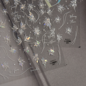 Mukasi Lingbo Fairy Nail Art Stickers Half Transparent White Floral Design Japanese Style Nail Decorations Beauty Tools