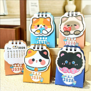 Yespery 2026 dễ thương mèo bàn nhỏ lịch 2026 CuộN lịch phim hoạt hình Kitty lịch để bàn xách tay lịch trình hàng ngày kế hoạch Sổ danh sách ghi nhớ