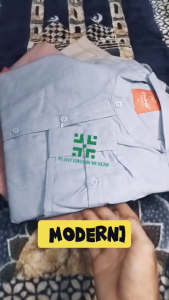 Baju Moza Kemko Tangan Panjang Biru Kemeja Koko by Moza Bahan Oxford High Premium Quality