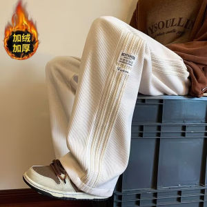 Heavyweight Corduroy Pants Men Women Autumn Winter Casual Loose Fleece Lined Straight Leg Long Trousers Fashionable Youth Style