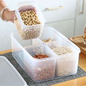Food Fresh-Keep Box 4-Compartment Transparent Fresh-keeping Box Refrigerator Meat Vegetable Fruit Food Storage Box