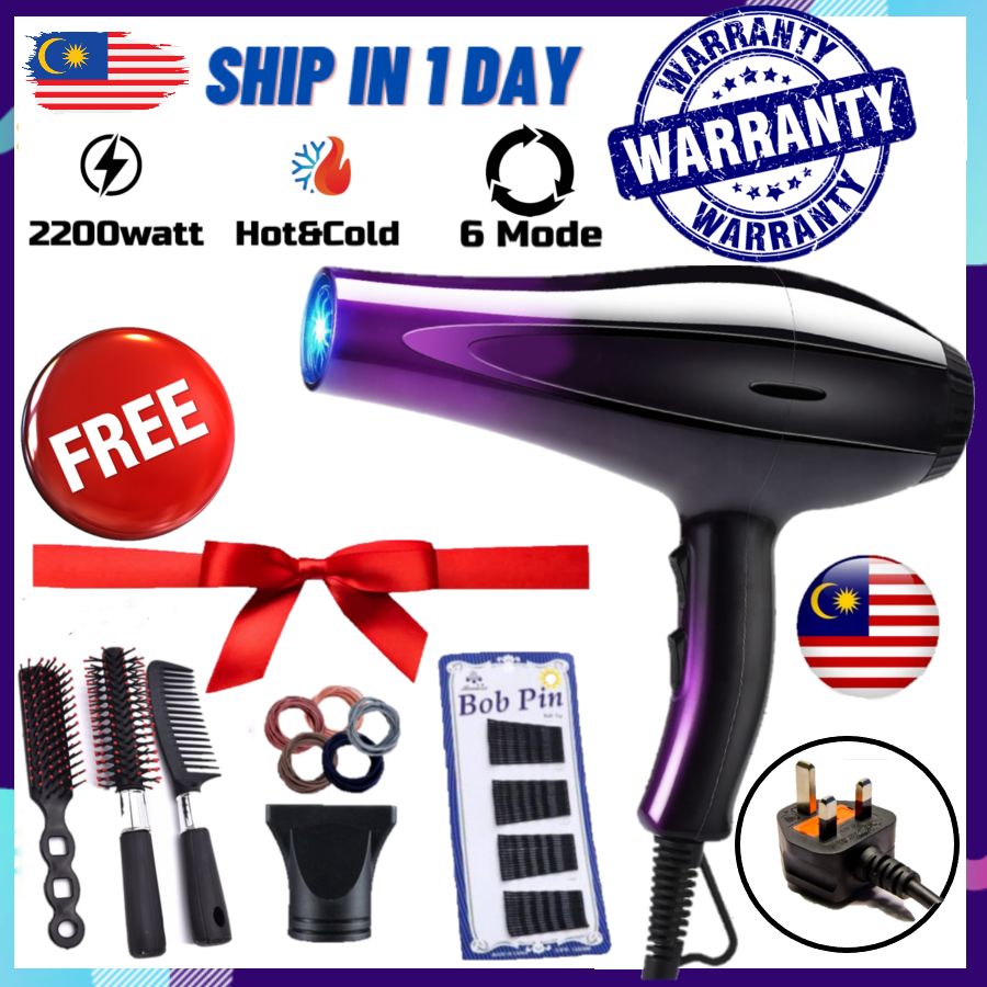 Professional Hair Dryer with Nozzle 2200Watt Strong Cold Wind Hot Wind 5 Types Winds Adjustment