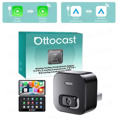 OTTOCAST MINI Dot Wireless CarPlay Android Auto Adapter 2 in 1 USB Dongle Car Accessories for VW Toyota Hyundai Skoda Chevrolet
