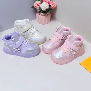 LUCKIDS Fashion high top Induction Led shoes for kids girls light up rubber shoes size 21-30