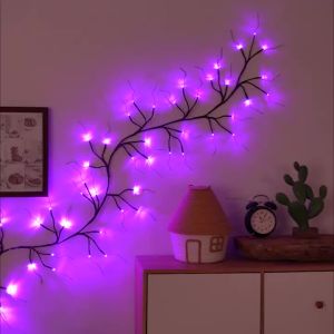 48LED Willow Vine Twig Decoration Lights Indoor 8 Modes USB Fairy Lamps Halloween Room Decorative Garland Lights