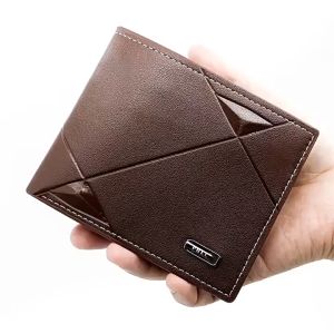 Dompet Lelaki Men Short Bifold Faux Leather Masculina Billetera Credit ID Card Holder Wallet Billfold Purse Clutch Solid Wallet