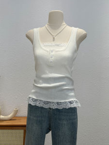 Sweet Spicy Lace Trim Halter Vest Women Summer Inner Slimming Base Beautiful Back Outerwear Sleeveless Top Fashionable Commute