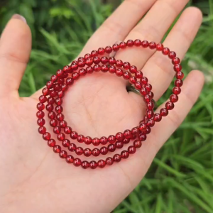 Q2168 Chuỗi 3v Ngọc Agate Đỏ 4li bền - đẹp - đeo sang chảnh chuẩn màu cho Hỏa và Thổ - Phong Thuỷ TUDO