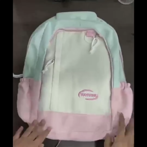Stylish Contrast Color Backpack Waterproof Lightweight Large Capacity School Bag for Teens & Senior Students