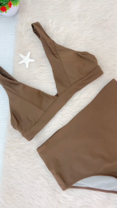 Triangle Bikini Highwasit Two Piece Bikini Swimsuit High Waist Swimsuit Pushup Women Swimwear