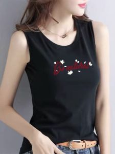 เสื้อกั๊กแขนกุดผ้าฝ้ายแท้สำหรับผู้หญิง ฤดูร้อนปี 2025 เสื้อยืดลำลองสำหรับเล่นกีฬา ใส่ด้านนอก ชั้นใน เสื้อผ้าทำงาน แขนกุด ปกติ