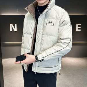 ROMON | Lormen Mens Down Jacket Thickened Stand Collar Casual Style White Duck Feather Winter Coat Fashionable Warm Windproof Outerwear