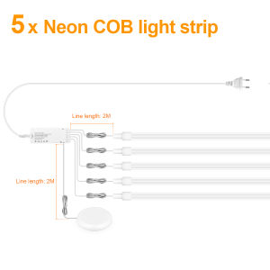 Embeded Acoustic Wall Panel Decor Self-Adhesive Neon COB LED Light Tape Kit Wood Grain Grille Curtain Wall Lamp Touch Dimmer