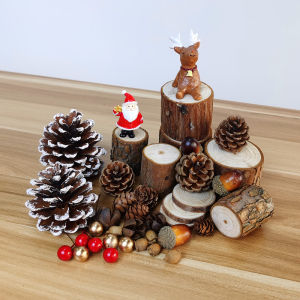 Natural Dried Fruit round Wood Piece Pine Oak Ball Christmas Handmade DIY Decorative Material Shooting Set Props