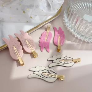 Kẹp Tóc Hình Đôi Cánh Thiên Thần Dễ Thương Màu Hồng Liền Mạch Dành Cho Phụ Nữ Và Bé Gái Dopamine Trang Điểm Bên Mái Tóc Barrettes Phụ Kiện Tóc Thời Trang