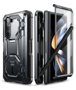 i-Blason Armorbox Designed for Samsung Galaxy Z Fold 5 Case (2023 Release) with Pen Holder & 3 Silicone Pen Covers Full Body Protective Bumper Case with Built-in Screen Protector & Kickstand