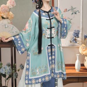 New Arrival Cat God Original Qing and Han Women Princess Dress Horse-Face Skirt Placket round Neck Retro Style National Qing Dynasty Court Suit
