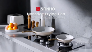 SANHO Frying Pan Diamond-Titanium Ceramic Coating Non-Stick Wok makapal Free from PFAS& PTFE& PFOA Suitable for All Stoves