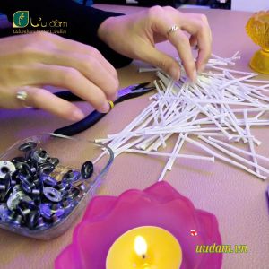 Bấc làm nến cotton bấm sẫn tim nến cotton bấm sẵn không khói làm nến Tealight nến ly (100 cái) - Nến Ưu Đàm