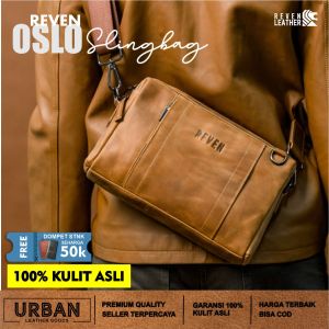 Tas Selempang Pria REVEN OSLO SLINGBAG Cowok Kulit Sapi 100% Distro Import Keren Murah Terbaru