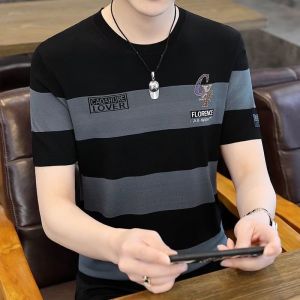 New Mens Ice Silk Short Sleeve T-Shirt Casual Quick Dry Half Sleeve Trendy Modal Cotton Summer Leisure Top Youth Fashion