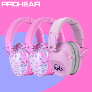 PROHEAR Pink Kids Earmuffs Passive Noise Reduction Ear Protection for Children Autism Cartoon Print Ear Muffs Hearing Protectors