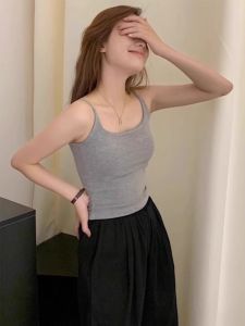 chaqi | American Style Summer Pure Cotton Camisole Vest Womens Base Layer Inner Wear Outer Wear Small Strap Top Pure Desire Anti-Light
