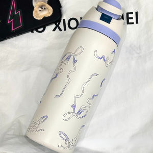 Blue Gradient Insulated Water Bottle Durable Thickened Thermal Cup for Valentines Day Christmas Birthday Gift Sports Travel