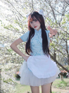 New Chinese Style Cheongsam Dress Halloween Christmas Cosplay Uniform Soft Girl Maid Skirt Short Cheongsam Daily Wear