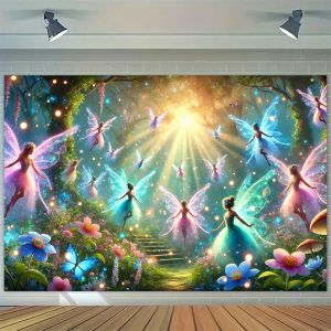 VIKAMA Rừng Huyền Bí Cổ Tích Treo Tường Thảm Vải Polyester Phòng Khách Phòng Ngủ Trang Trí Tiệc Sinh Nhật Phòng Thu Phông Nền