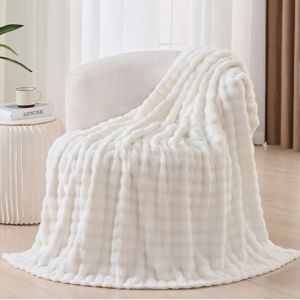 3D Bubble White Plush Blanket Textured Flannel Fleece Soft Warm Cozy Couch Throw Blanket Gift Plaid - Soft Throw Blankets