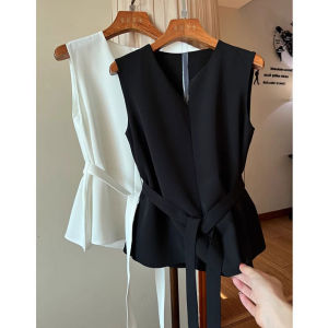 Waist-Tight Suit Vest Vest Womens Thin Classy Classic Style Vest Waistcoat Outwear Elegance Sleeveless Bandage Dress Tops