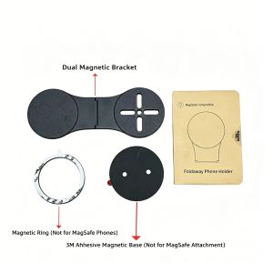 Foldable Dual MagSafe Magnetic Phone Holder 3M Adhesive Universal Phone Mount for Laptop Tesla Car Screen & Desktop