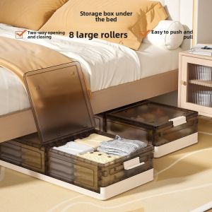 MONLEYTA | Large Capacity Foldable Plastic Storage Box For Clothes And Quilts Home Use Toy Snack Organizer Cabinet Multi Purpose Container