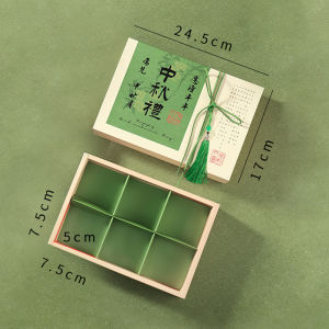 High-End Mooncake Packaging Box Gift Box  Ice Skin Flowing Heart Cantonese Yolk Paste Box 6 Pieces Empty Box Pastry Packaging Box