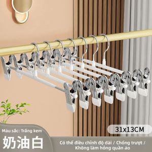 10 Móc Quần Áo Inox Có Kẹp Chống Trượt Điều Chỉnh Được Chịu Lực Cao Không Để Lại Vết Dụng Cụ Sắp Xếp Tủ Quần Áo Dùng Trong Gia Đình