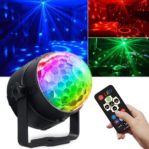 Angelila LED Disco Ball Light Christmas Party Decorations Lights 8W LED Mini Sound Activated DJ Dance Stage Light Colourful RGB Strobe Lamp for Home Room Dance Karaoke Xmas Happy Birthday Wedding Club Show