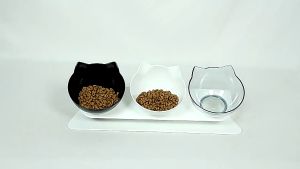 Cute Q cat bowl pet bowl dog food bowl 3 in 1 cat food bowl cat plate tempat minum kucing tempat makanan kucing 猫碗