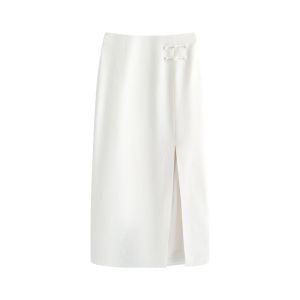 New Chinese Style Subtle Jacquard High Waisted Slit Skirt