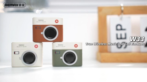 (SG) Remax W33 Wireless Earphones Retro Bluetooth 5.4 IPX4 Waterproof Bass Stereo Ear Buds LED Power Display With Mic