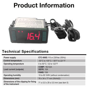 ETC-512E/ETC-900 Digital Temperature Controller -50-105 ℃ LCD Display Electronic Thermostat with Heating Cooling Defrosting