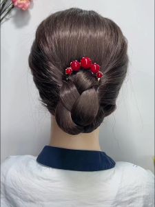 Bàn Chải Búi Tóc Đỏ Hồng Phong Cách Trung Hoa Mới Bàn Chải Búi Tóc Bốn Răng Cho Phụ Nữ Băng Đô Tóc Đa Năng Kẹp Tóc