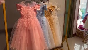 Flower Girl Lace Up Dress Wedding Kids Flowers First Communion Ball Embroidery Festival Party Dress 12Y