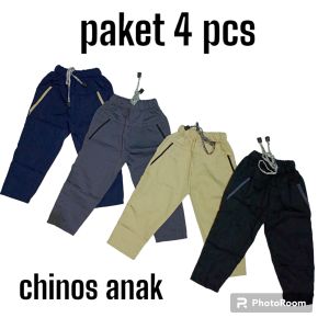 paket 4 pcs celana chinos anak panjang usia 1-10 tahun warna navy hitam abu cream