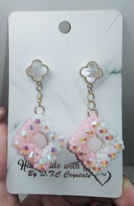[D.T.C Crystals] Beaded Pave Donut Square Earrings