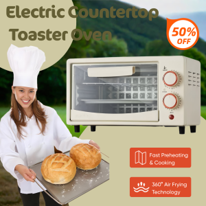 12L Compact Air Fryer Toaster Oven Multi-Function Countertop Cooker with 60-Min Timer Rapid Heating & Clear Glass Door